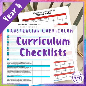 Preview of Year 4 Australian Curriculum Checklists