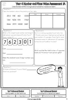 Year 4 Australian Curriculum Maths Assessment Part A Number and Place Value