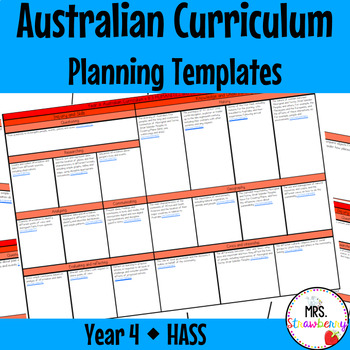 Preview of Year 4 HASS Australian Curriculum Planning Templates EDITABLE