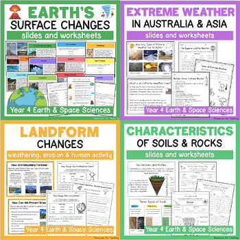 Preview of Year 4 Earth and Space Sciences BUNDLE - Earth's Surface Changes