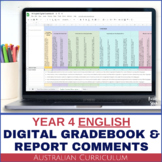 Year 4 English Australian Curriculum Digital Gradebook wit