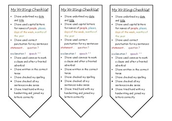 Preview of Year 4 Writing Checklist Bookmark