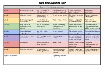 homework grids year 5