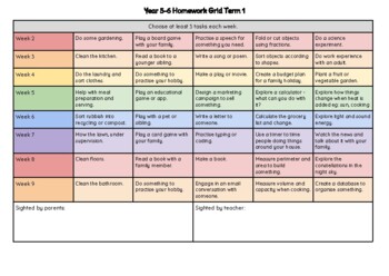 Preview of Year 5-6 Homework Grids Terms 1-4