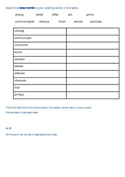 Preview of Year 5-7 Writing,  Spelling, Cloze Paragraph, Proofread, Base words - Editable