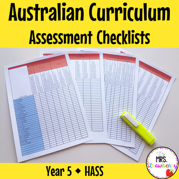 Preview of Year 5 HASS Australian Curriculum Assessment Checklists