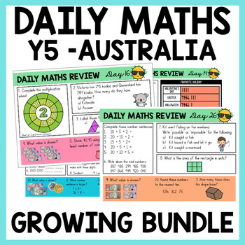 Preview of Year 5 Daily Maths Review Australian Curriculum | Growing Bundle