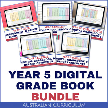 Preview of Year 5 Digital Grade Book and Report Comments Bundle for Australian Curriculum