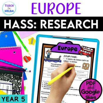 Preview of Year 5 Geography Australian Curriculum | Europe Research Project | HASS Digital