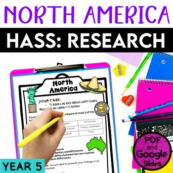 Preview of Year 5 Geography Australian Curriculum | North America Research Project | HASS