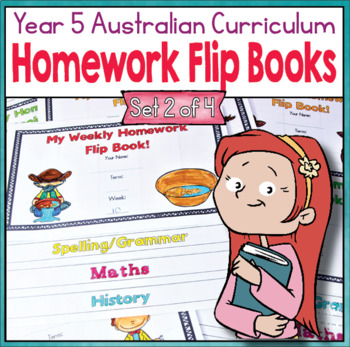 Preview of Year 5 Homework Flip Books For a Whole Term! Set 2 - Australian Curriculum.