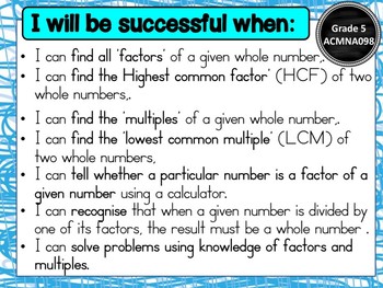 year 5 math number algebra learning intentions success criteria