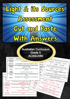year 5 science light and its sources assessment acssu080 tpt