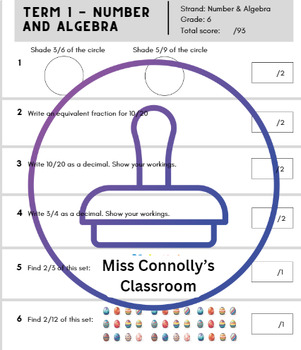 Preview of Year 6 Assessment Booklet - Term 1 Summative Number and Algebra