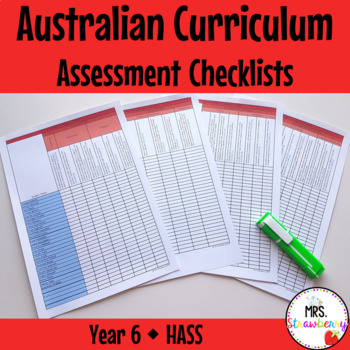 Preview of Year 6 HASS Australian Curriculum Assessment Checklists