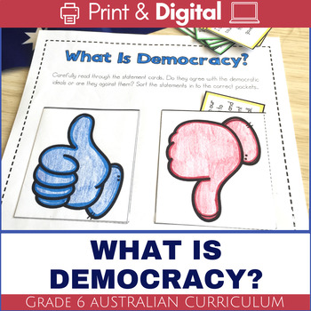 Preview of Australian Democracy - What is Democracy? Sorting Activity Print and Digital