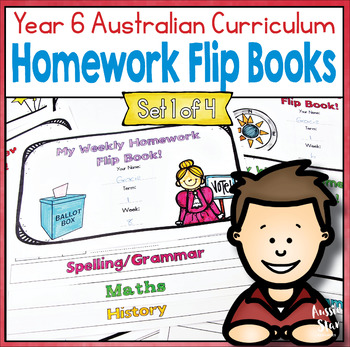 Preview of Year 6 Homework Flip Books For a Whole Term! Set 1 - Australian Curriculum.