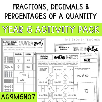 Preview of Year 6 Number & Algebra Pack: Fractions, Decimals and Percentages (AC9M6N07)