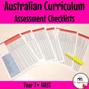 Preview of Year 7 HASS Australian Curriculum Assessment Checklists