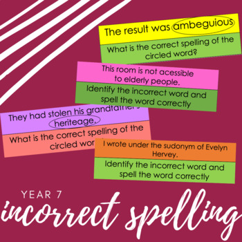 Preview of Year 7 - Incorrect Spelling Activity - GROWING PACK
