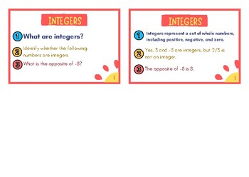 Preview of Year 7 Mathematics Flashcards - Integers