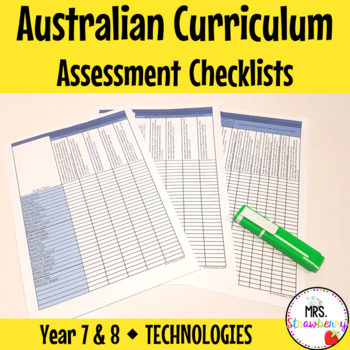 Preview of Year 7 and Year 8 TECHNOLOGIES Australian Curriculum Assessment Checklists