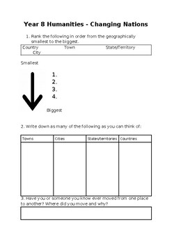 Preview of Year 8 Geography Changing Nations self-guided booklet (low literacy)