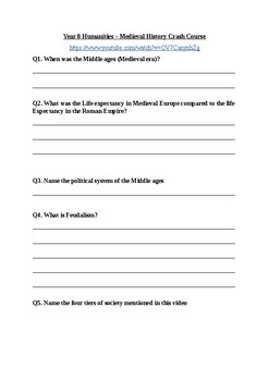 year 8 humanitiesmedieval history worksheet by mrking312 tpt