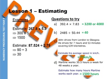 Preview of Year 9 (8th grade) Numeracy starters BUNDLE 983 slides with worked examples & qs