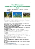 Year 9 Geography Biomes and Food Security Assessment and Rubric