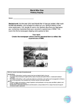 Preview of Year 9 History: World War One Inquiry