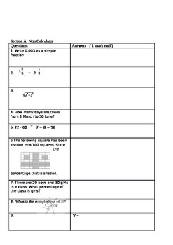 Year 9 maths test exam Algebra measurement Geometry by nan tat | TpT