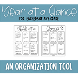 Year At A Glance | Teacher Planning and Organization Tool 