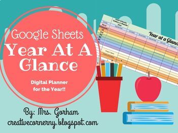 Preview of Year At A Glance Yearly Digital Planner