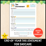 Year-End Tax Statement Receipt Form For daycare, child car