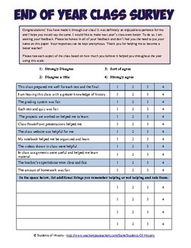 Preview of End of Year Teacher Evaluation Survey for Students & Reflective Teachers