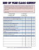 End of Year Teacher Evaluation Survey for Students & Refle