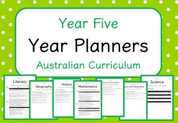 Preview of Year Five - Year Planners (Australian Curriculum)