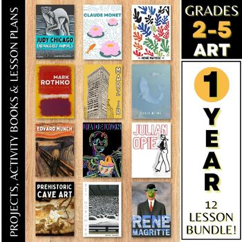 Preview of Year Long Art Curriculum with Activity books, Lesson plans, Project instructions