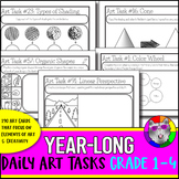 Year-Long Art Lesson Task Cards, 190 Drawing Prompts, Art 
