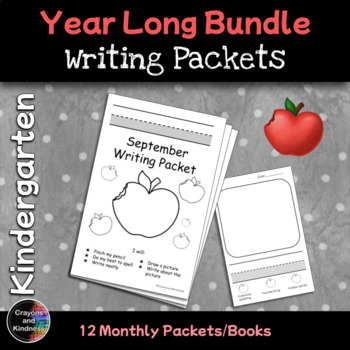 Preview of Year Long Bundle - Monthly Writing Packets -Kindergarten- with OT lines & goals