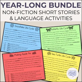 Preview of Year Long Bundle: Non-Fiction Short Stories &  Language Activities