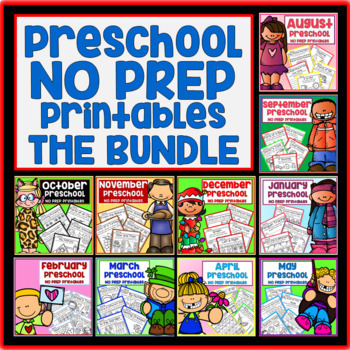 Preview of Year Long Bundle Preschool Printable Packet NO PREP