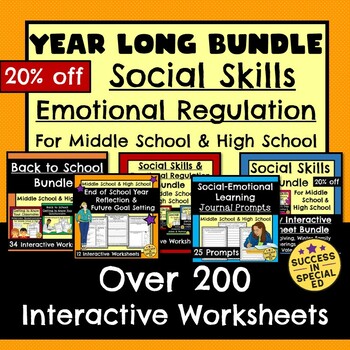 Preview of Year Long Bundle Social Skills Emotional Regulation for Middle and High School