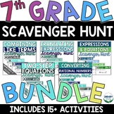 Year Long Bundle of 7th Grade Math Scavenger Hunt Activities