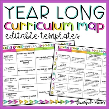 Preview of Year Long Classroom Planning Curriculum Map EDITABLE Template