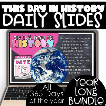 Preview of Year Long DAILY SLIDES: Morning Meeting Slides - THIS DAY IN HISTORY BUNDLE