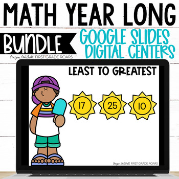 Preview of Year Long Digital Math Centers on Google Slides BUNDLE