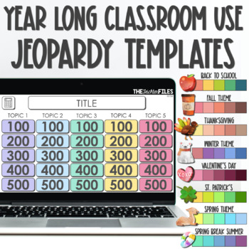 Preview of Year-Long Editable Jeopardy Template Google Slides Powerpoint Classroom Games