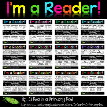 Preview of Year Long Emergent Readers and Response Bundle - I'm a Reader